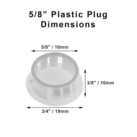 5/8" plastic patio cover hole plug dimensions