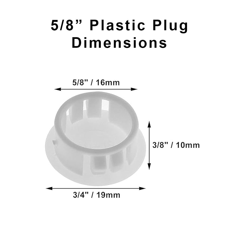 5/8" plastic patio cover hole plug dimensions