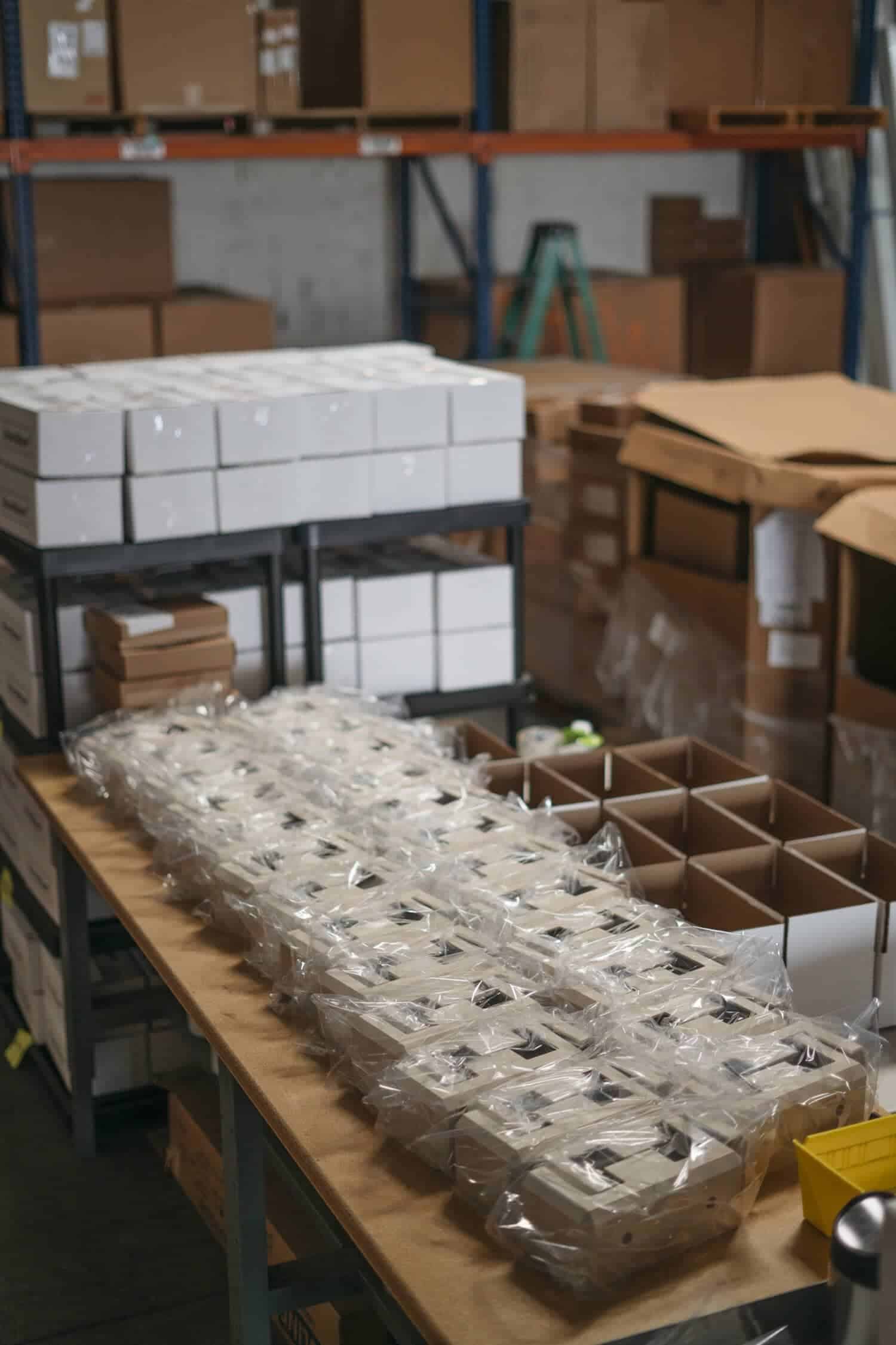 Alumabase patio post based in their packaging, getting ready for shipping