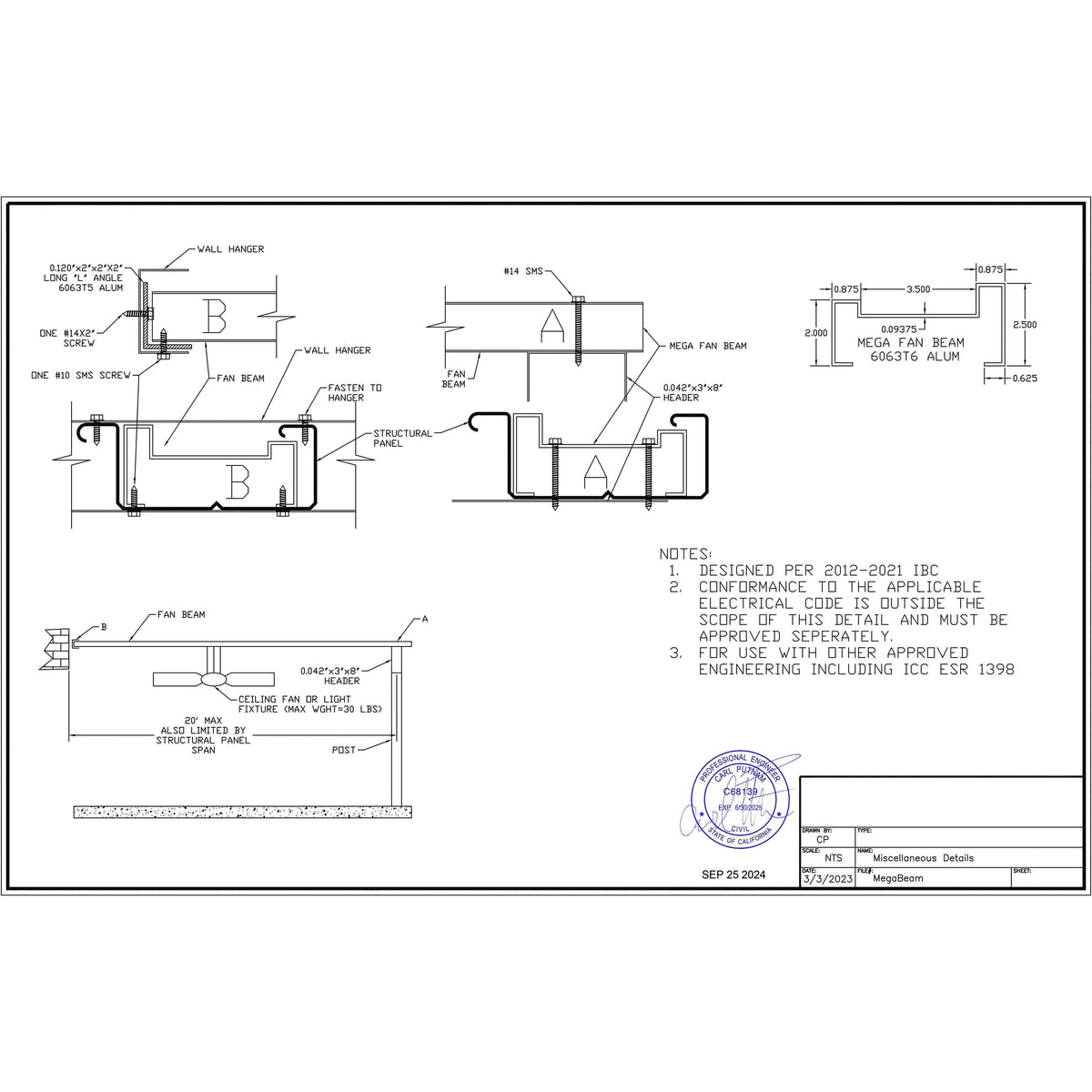 MegaBeam blueprints with specifications
