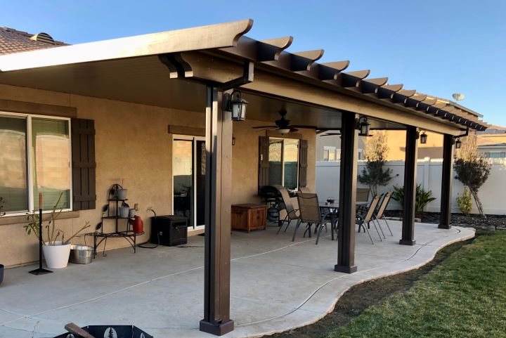 Attached patio cover with scalloped edges
